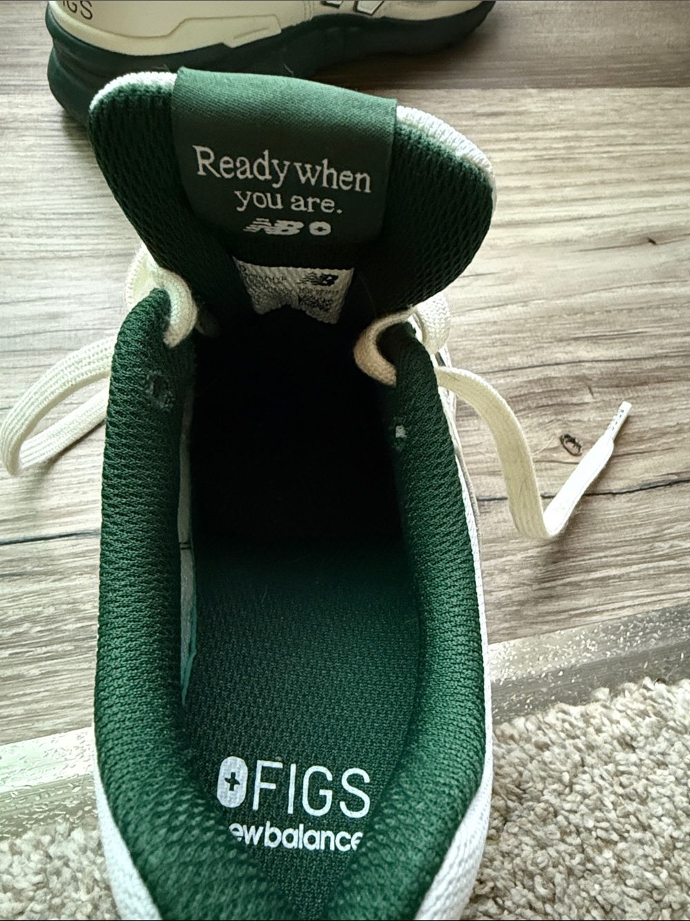 New Balance Cream and Dark Green Lifestyle Sneakers - Picture 4 of 4